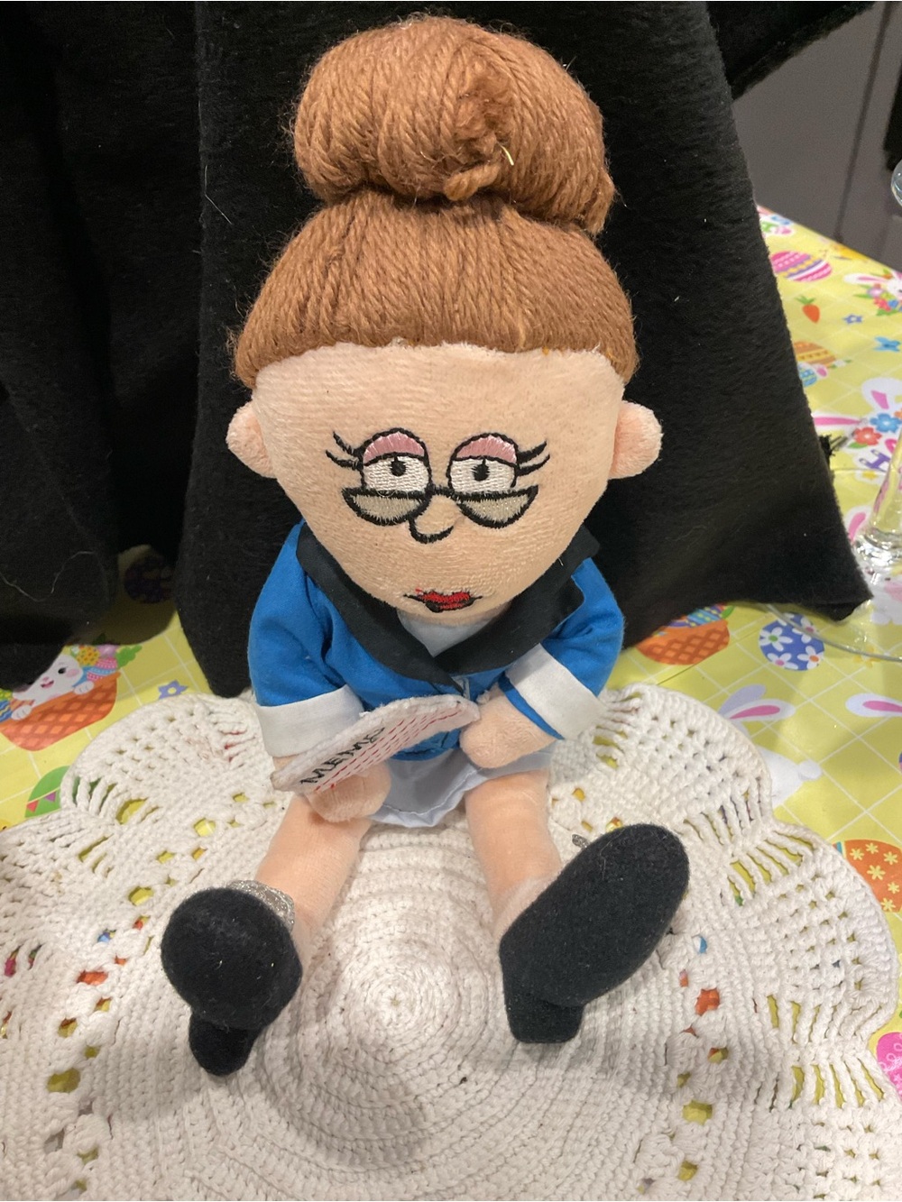 BP-Russ Berrie Plush Teacher Doll in Blue Jacket with Brown Hair